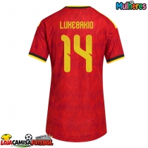 Camisa de Futebol Bélgica Dodi Lukebakio #14 Equipamento Principal Mulheres Mundo 2026 Manga Curta
